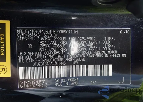 2010 Lexus Rx 450H 450 z USA, uszkodzony, nr VIN JTJZB1BA3A2401445